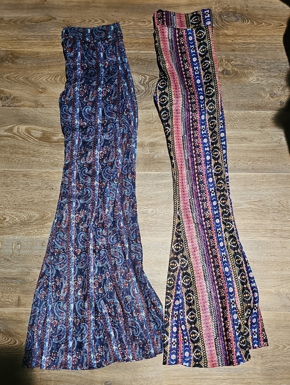 Boho Printed Shorts WithBell Bottom Lace Pant Leg.